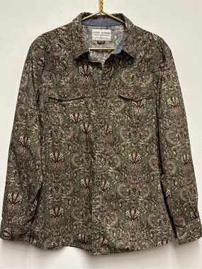 Cody James Pearl Snap Western Shirt Size XL Green Brown Paisley Long Sleeve